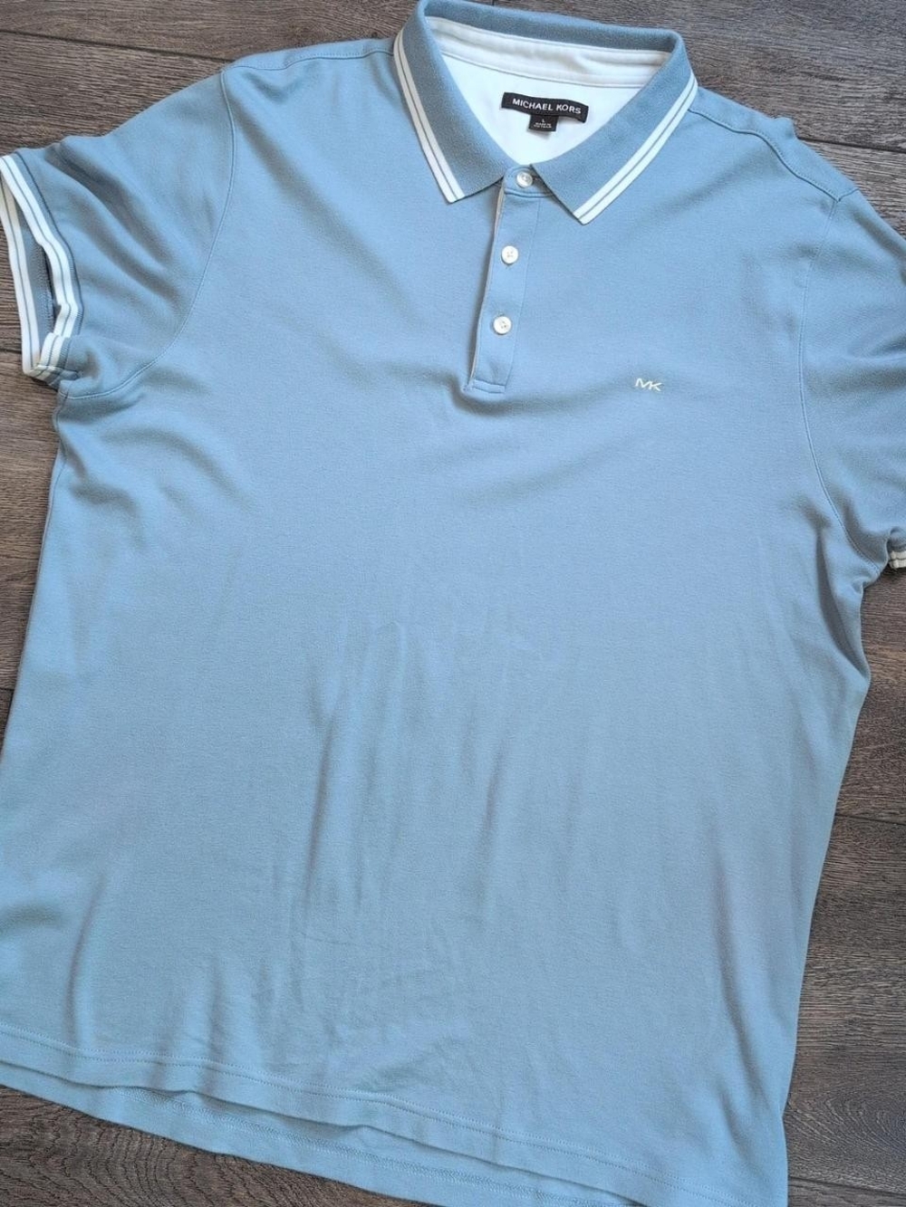 Michael Kors Men’s Sky Blue Polo with White Trim
